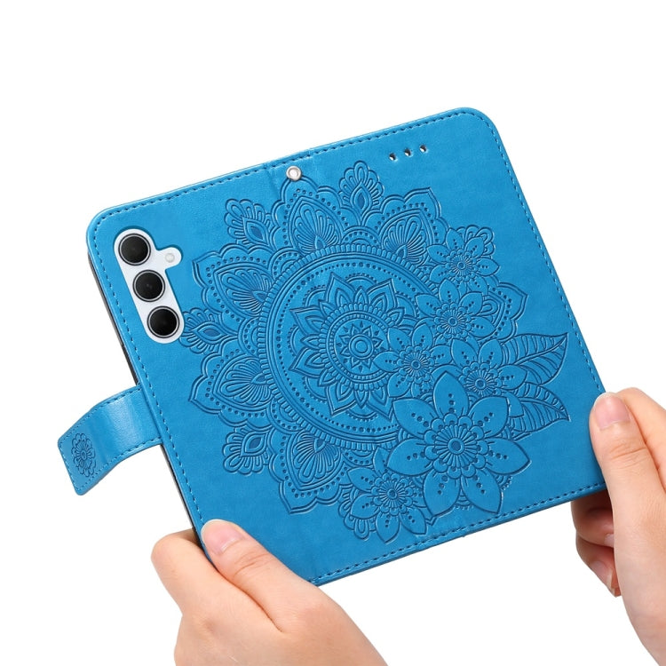 For Samsung Galaxy M35 Seven-petal Flowers Embossing Leather Phone Case