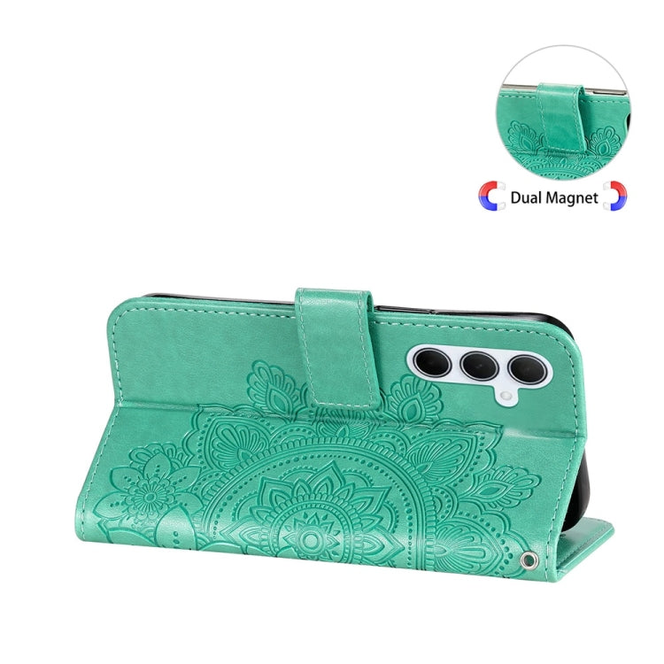For Samsung Galaxy M35 Seven-petal Flowers Embossing Leather Phone Case