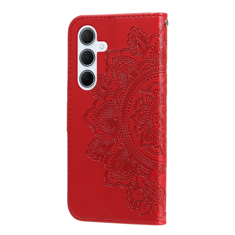 For Samsung Galaxy M35 Seven-petal Flowers Embossing Leather Phone Case