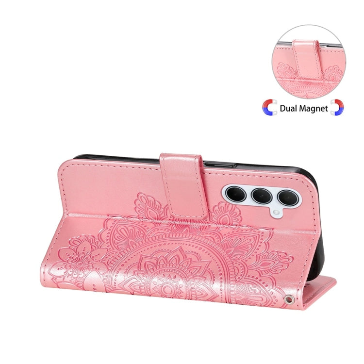 For Samsung Galaxy M35 Seven-petal Flowers Embossing Leather Phone Case