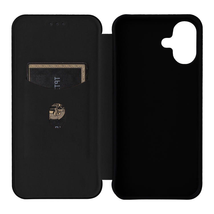 For iPhone 16 Plus Carbon Fiber Texture Flip Leather Phone Case