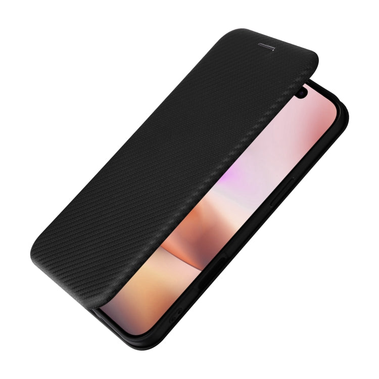 For iPhone 16 Plus Carbon Fiber Texture Flip Leather Phone Case