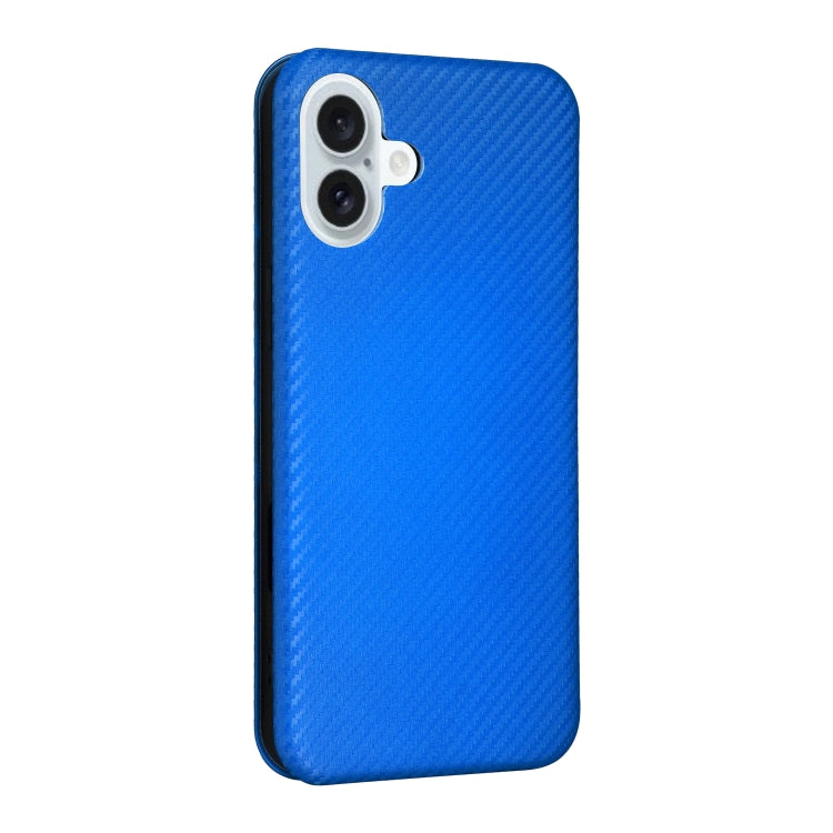 For iPhone 16 Plus Carbon Fiber Texture Flip Leather Phone Case