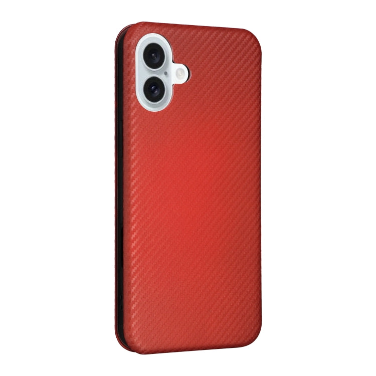 For iPhone 16 Plus Carbon Fiber Texture Flip Leather Phone Case