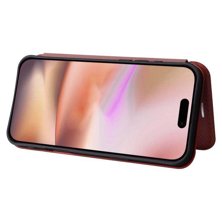 For iPhone 16 Plus Carbon Fiber Texture Flip Leather Phone Case