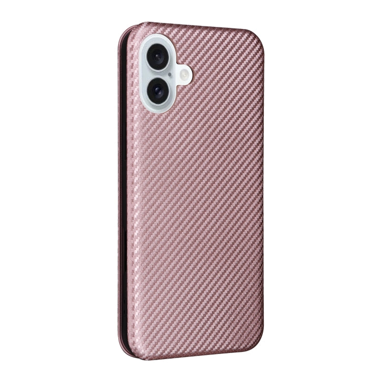 For iPhone 16 Plus Carbon Fiber Texture Flip Leather Phone Case