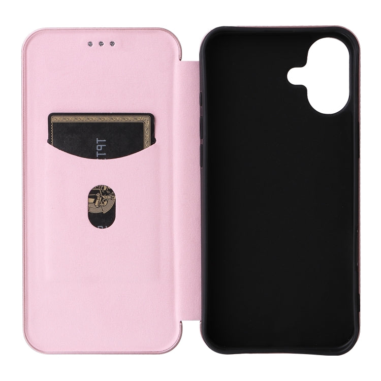 For iPhone 16 Plus Carbon Fiber Texture Flip Leather Phone Case