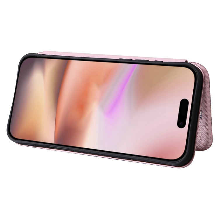 For iPhone 16 Plus Carbon Fiber Texture Flip Leather Phone Case