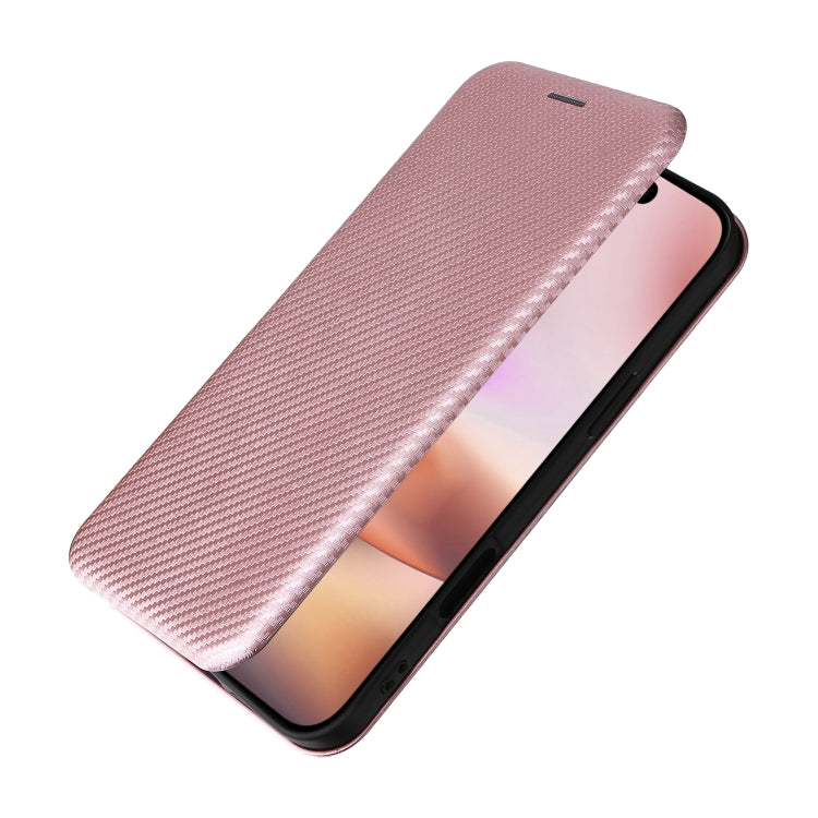For iPhone 16 Plus Carbon Fiber Texture Flip Leather Phone Case