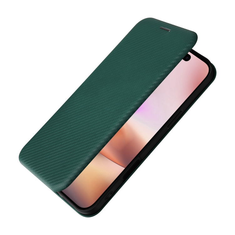 For iPhone 16 Plus Carbon Fiber Texture Flip Leather Phone Case