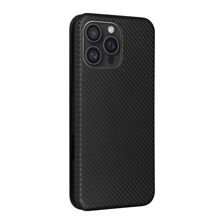For iPhone 16 Pro Carbon Fiber Texture Flip Leather Phone Case