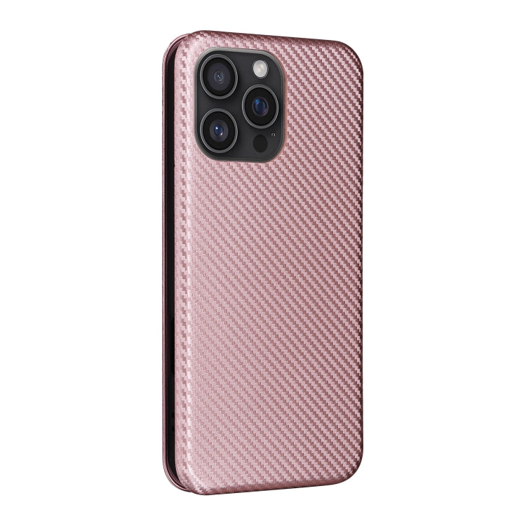 For iPhone 16 Pro Carbon Fiber Texture Flip Leather Phone Case