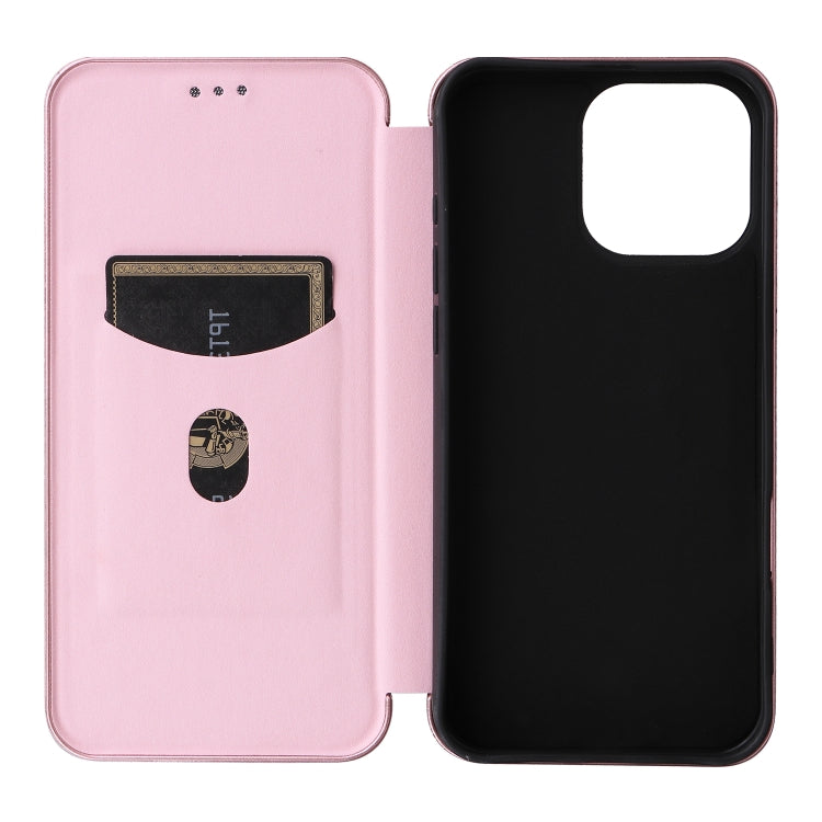 For iPhone 16 Pro Carbon Fiber Texture Flip Leather Phone Case