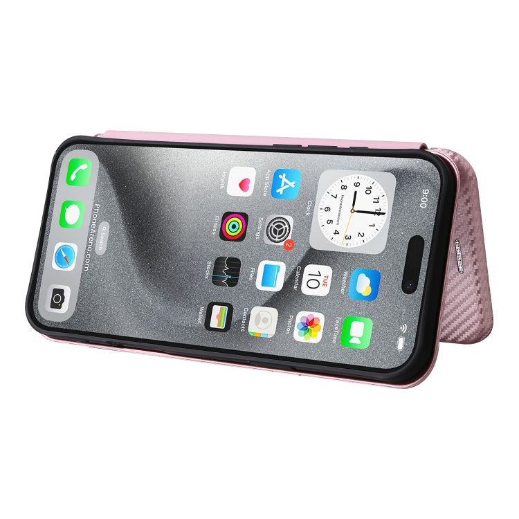 For iPhone 16 Pro Carbon Fiber Texture Flip Leather Phone Case