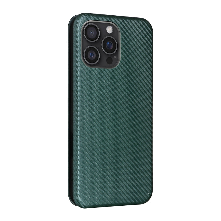 For iPhone 16 Pro Carbon Fiber Texture Flip Leather Phone Case