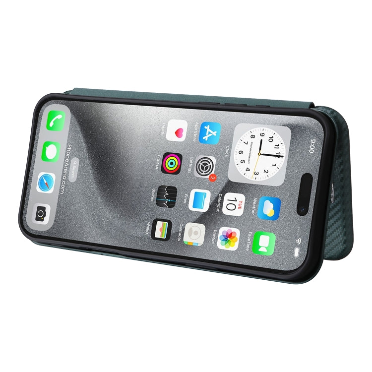 For iPhone 16 Pro Carbon Fiber Texture Flip Leather Phone Case