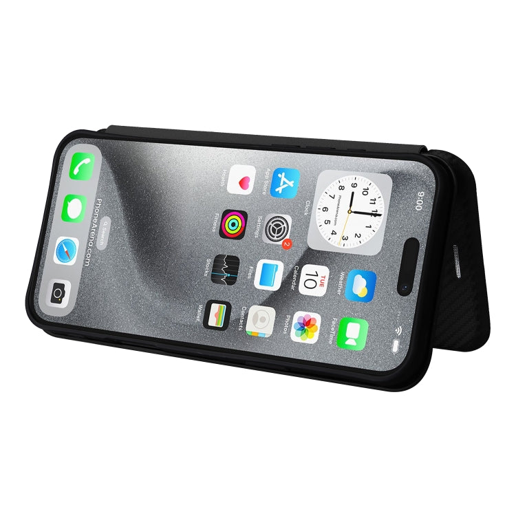 For iPhone 16 Pro Max Carbon Fiber Texture Flip Leather Phone Case
