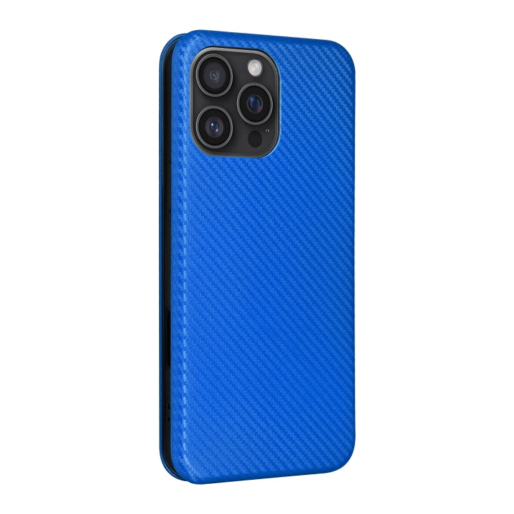 For iPhone 16 Pro Max Carbon Fiber Texture Flip Leather Phone Case