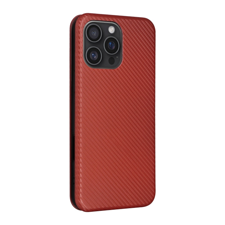 For iPhone 16 Pro Max Carbon Fiber Texture Flip Leather Phone Case