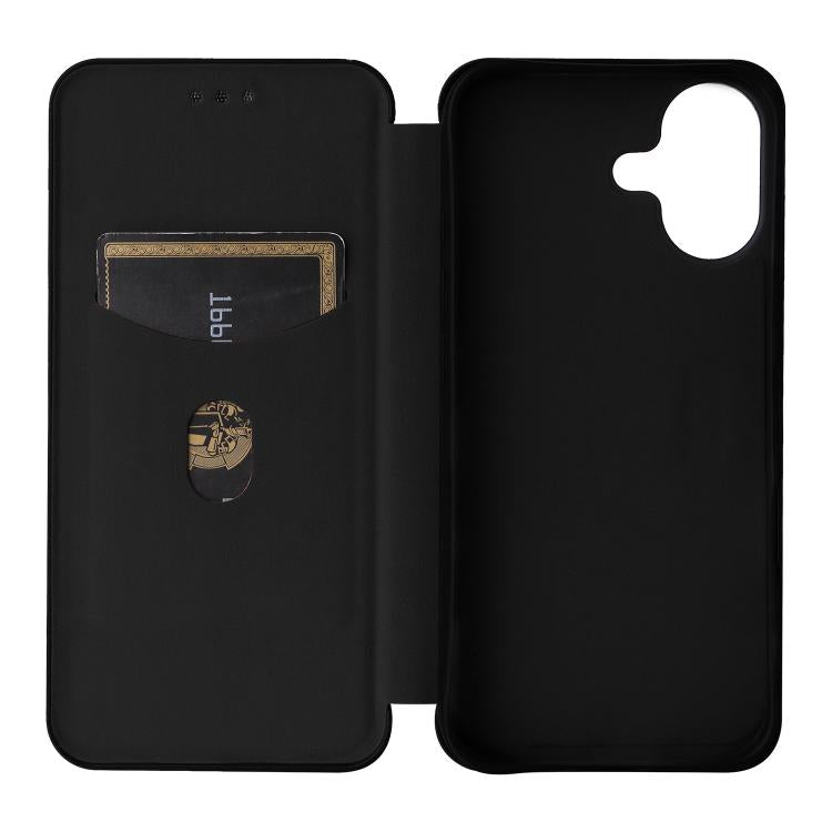 For iPhone 17 Carbon Fiber Texture Flip Leather Phone Case