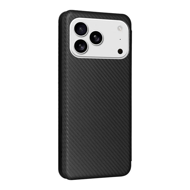 For iPhone 17 Pro Max Carbon Fiber Texture Flip Leather Phone Case