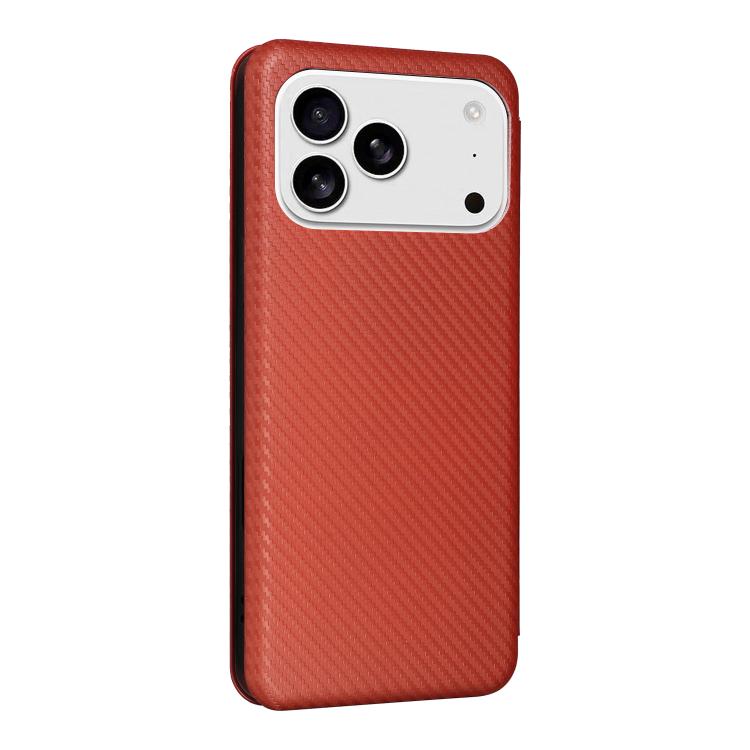 For iPhone 17 Pro Max Carbon Fiber Texture Flip Leather Phone Case