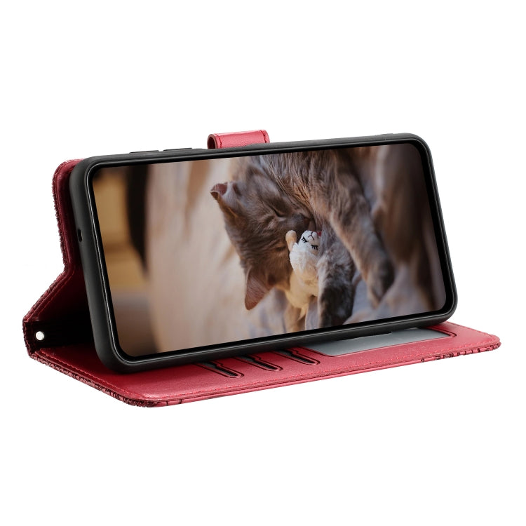 For Samsung Galaxy S24 FE 5G Cat Embossing Pattern Leather Phone Case with Lanyard