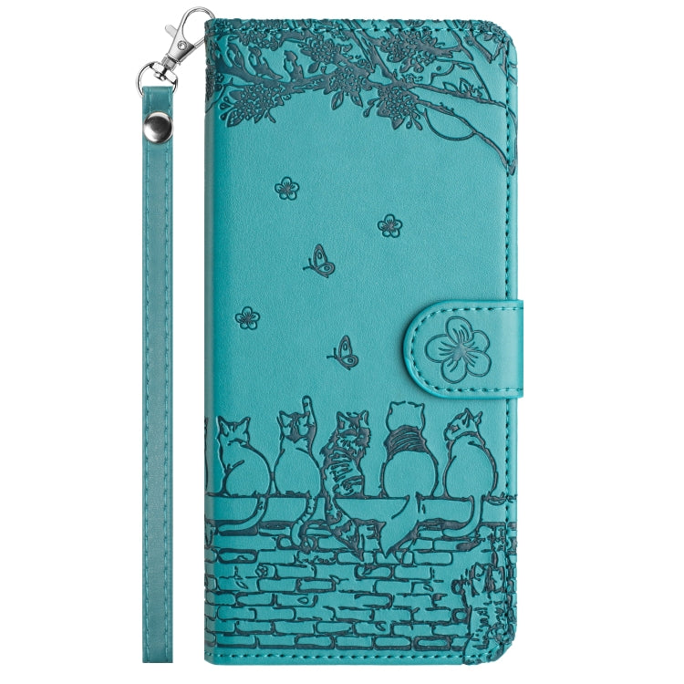 For Samsung Galaxy S25 Ultra 5G Cat Embossing Pattern Leather Phone Case with Lanyard