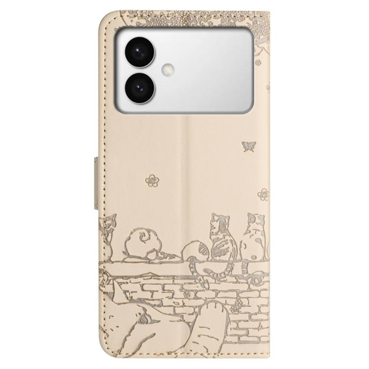 For Samsung Galaxy S26 Edge 5G Cat Embossing Pattern Leather Phone Case with Lanyard