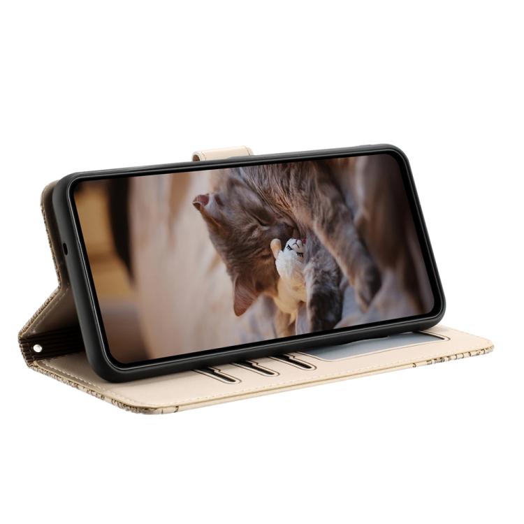 For Samsung Galaxy S26 Edge 5G Cat Embossing Pattern Leather Phone Case with Lanyard