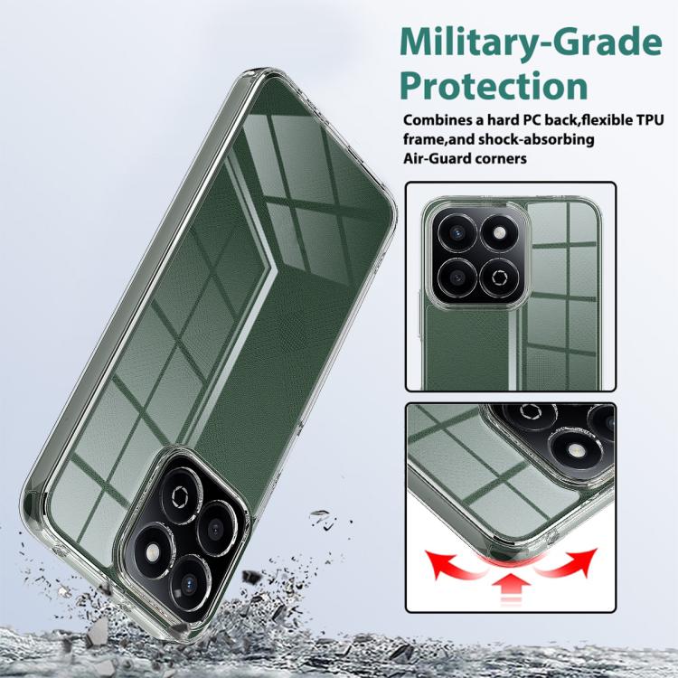 For Honor X6c 4G Scratchproof Acrylic TPU Phone Case - Transparent