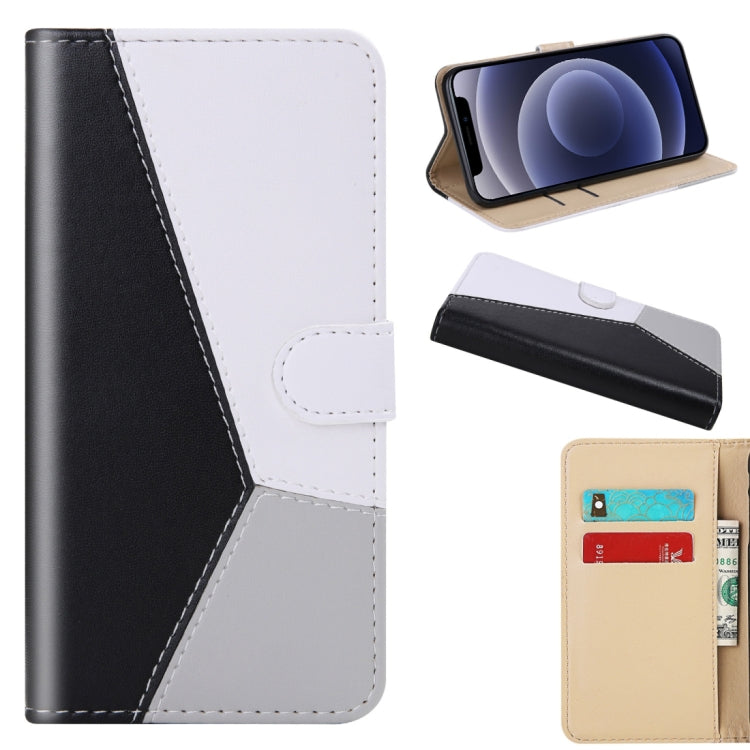 For iPhone 12 mini Tricolor Stitching Horizontal Flip TPU + PU Leather Case with Holder & Card Slots & Wallet