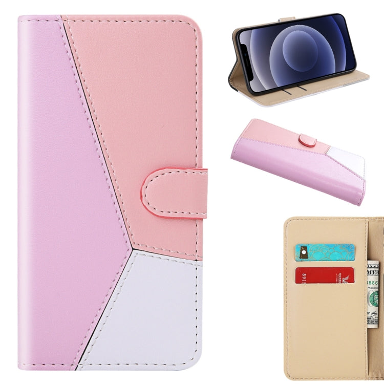 For iPhone 12 mini Tricolor Stitching Horizontal Flip TPU + PU Leather Case with Holder & Card Slots & Wallet