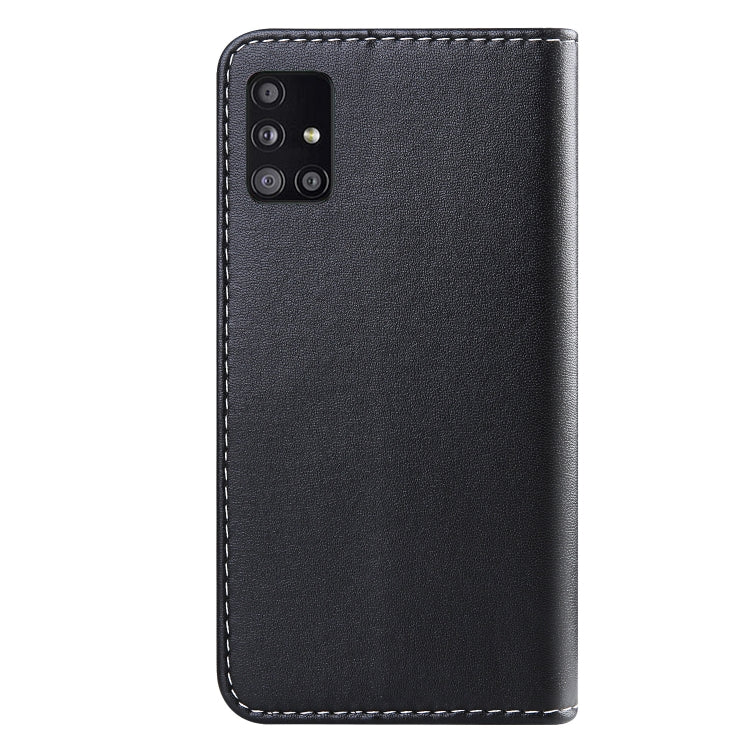 For Samsung A51 5G Tricolor Stitching Horizontal Flip TPU + PU Leather Case with Holder & Card Slots & Wallet