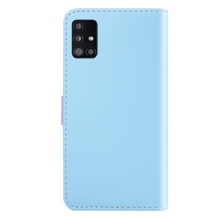 For Samsung A51 5G Tricolor Stitching Horizontal Flip TPU + PU Leather Case with Holder & Card Slots & Wallet