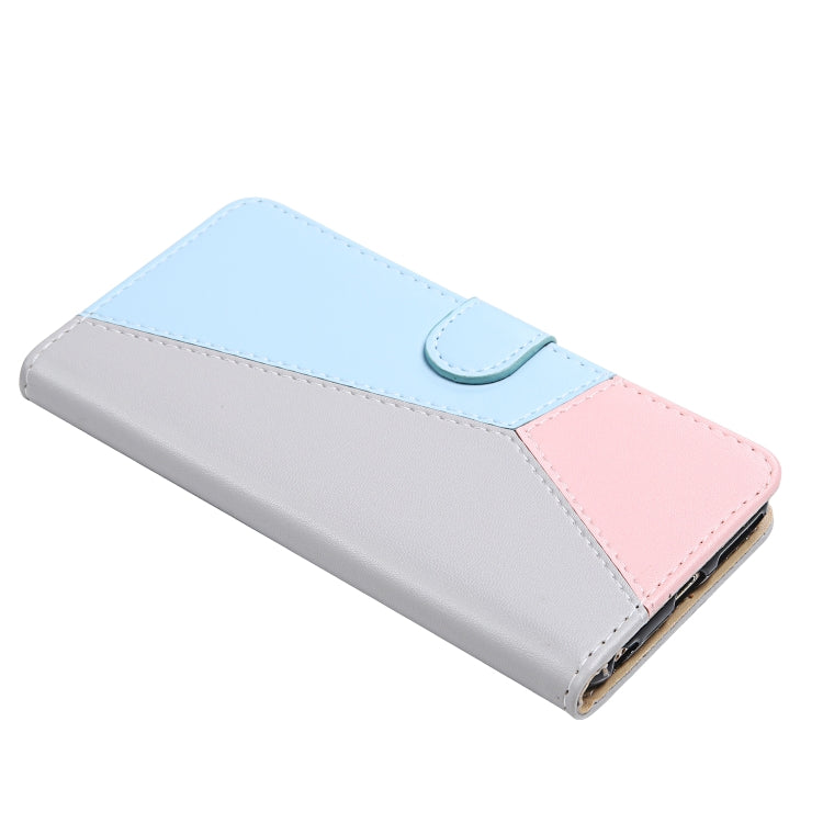 For Xiaomi Redmi 9 Tricolor Stitching Horizontal Flip TPU + PU Leather Case with Holder & Card Slots & Wallet