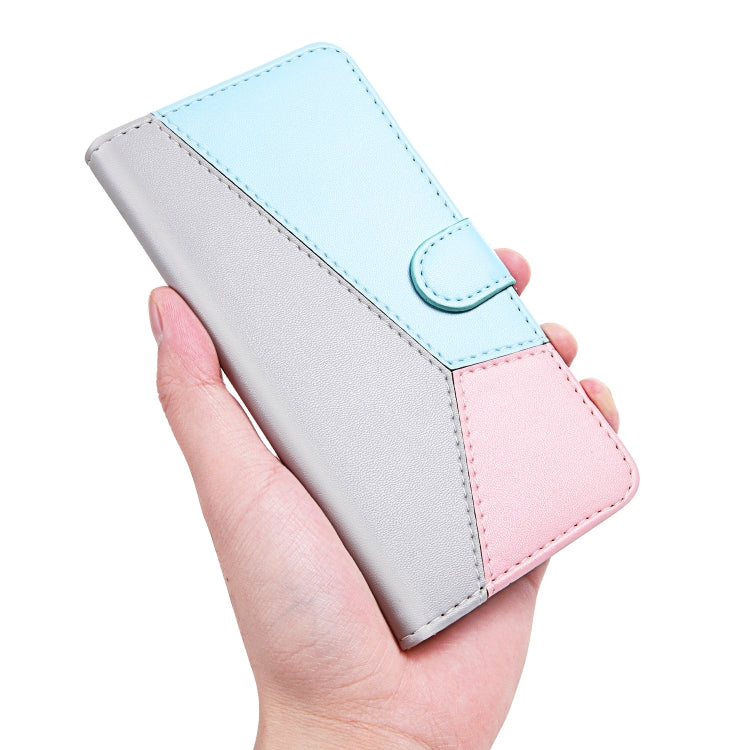 For Xiaomi Redmi 9 Tricolor Stitching Horizontal Flip TPU + PU Leather Case with Holder & Card Slots & Wallet