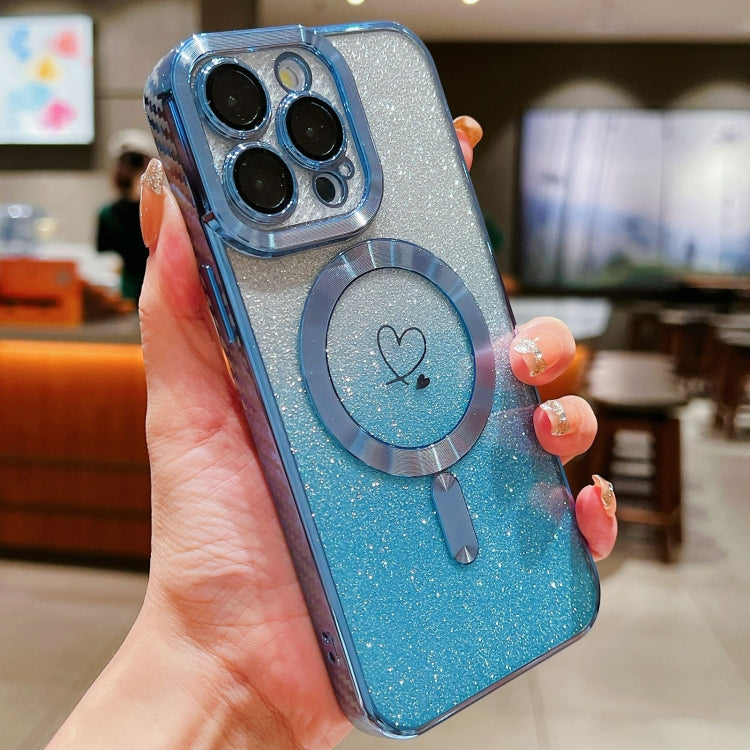 For iPhone 11 Pro Max Loves Gradient Glitter Carbon Fiber Magsafe TPU Phone Case