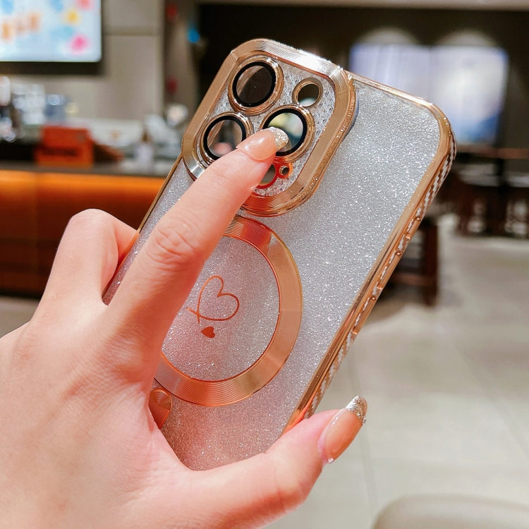 For iPhone 13 Pro Loves Gradient Glitter Carbon Fiber Magsafe TPU Phone Case