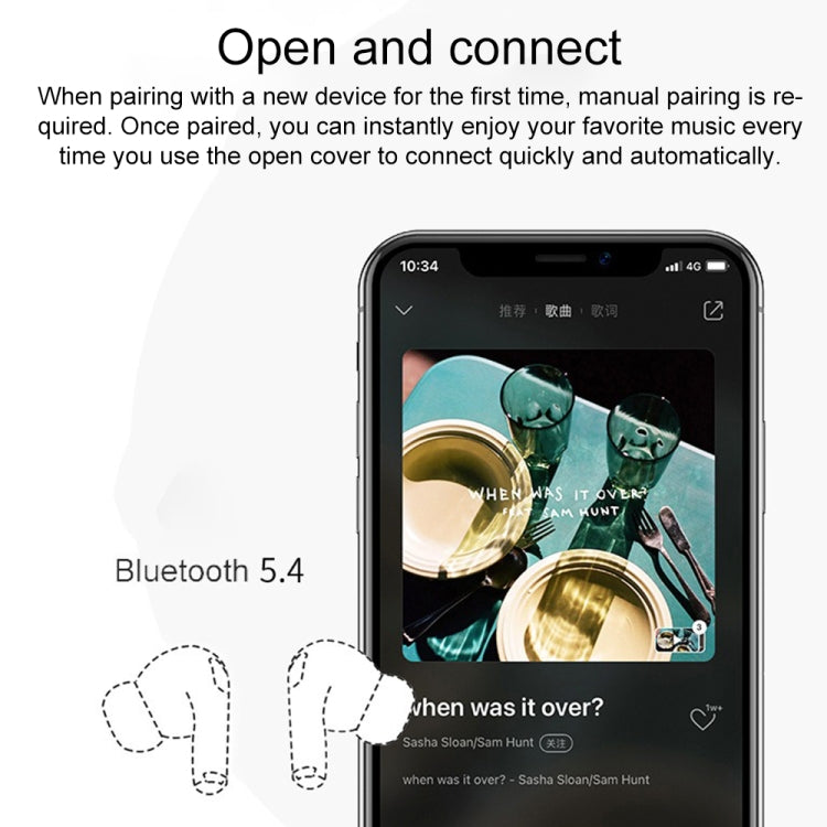 A9 Pro Smart Colorful Touch Screen ANC + ENC Noise Reduction Wireless Bluetooth Earphone - White