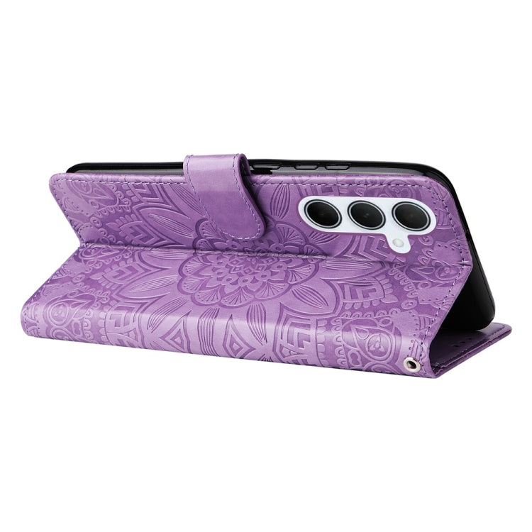 For Samsung Galaxy M35 Embossed Sunflower Leather Phone Case
