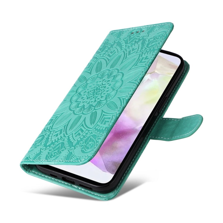 For Samsung Galaxy M35 Embossed Sunflower Leather Phone Case