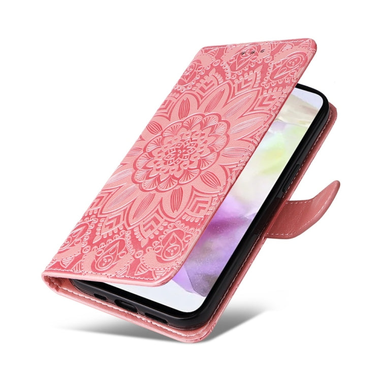 For Samsung Galaxy M35 Embossed Sunflower Leather Phone Case