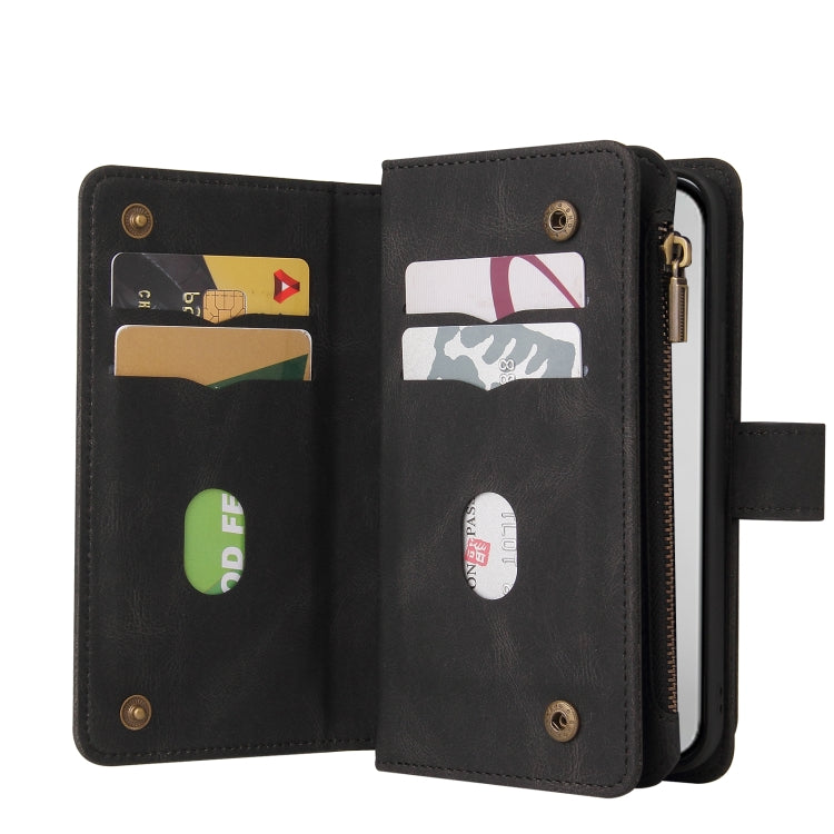 For iPhone 16 Pro Max Skin Feel Multi Card Slots Zipper Wallet Leather Phone Case