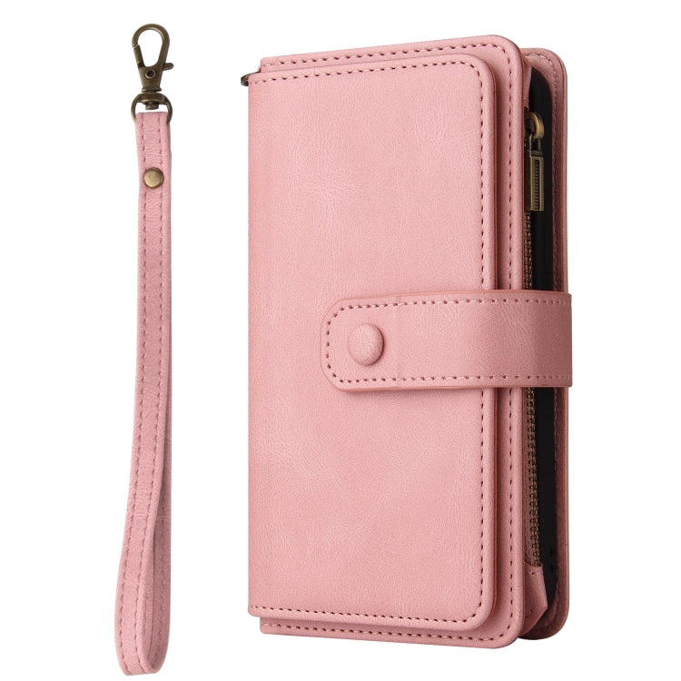 For iPhone 16 Pro Skin Feel Multi Card Slots Zipper Wallet Leather Phone Case