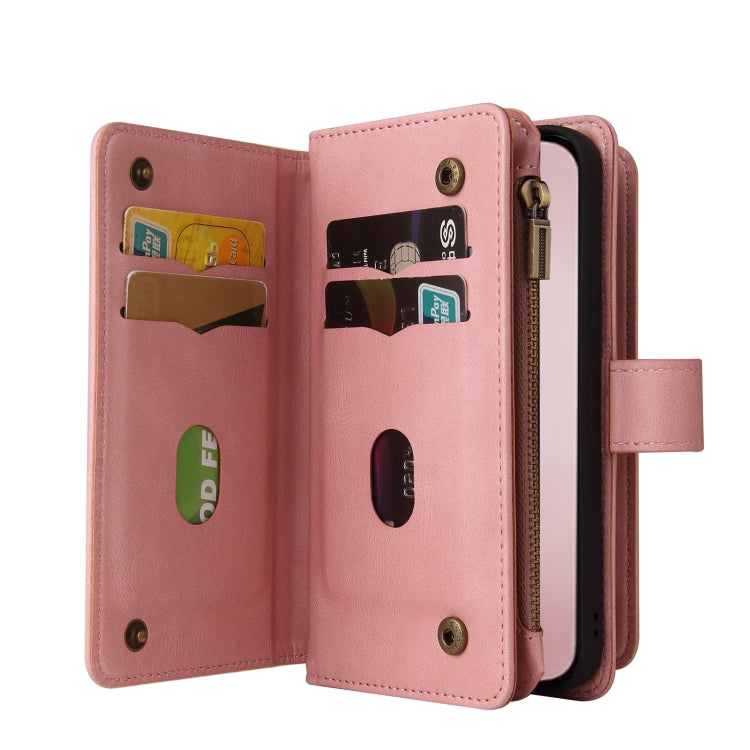For iPhone 16 Pro Skin Feel Multi Card Slots Zipper Wallet Leather Phone Case