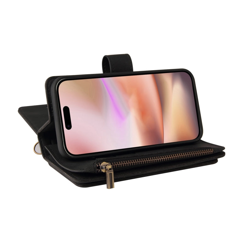 For iPhone 16 Plus Skin Feel Multi Card Slots Zipper Wallet Leather Phone Case