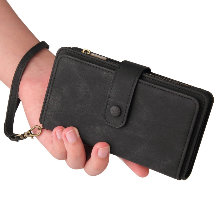 For iPhone 16 Plus Skin Feel Multi Card Slots Zipper Wallet Leather Phone Case