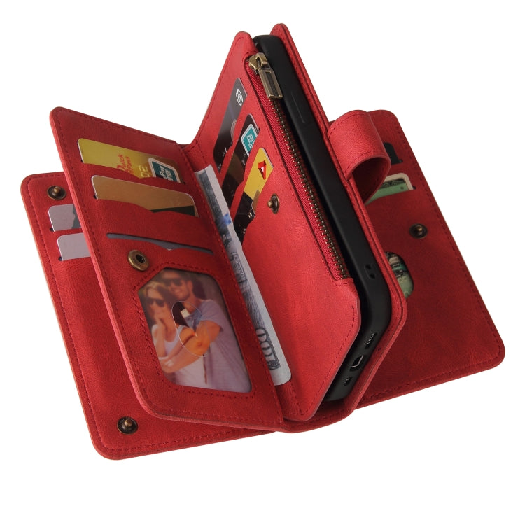For iPhone 16 Skin Feel Multi Card Slots Zipper Wallet Leather Phone Case