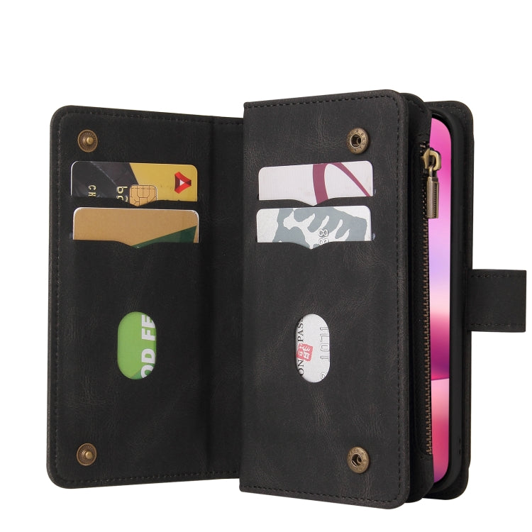 For iPhone 16 Skin Feel Multi Card Slots Zipper Wallet Leather Phone Case